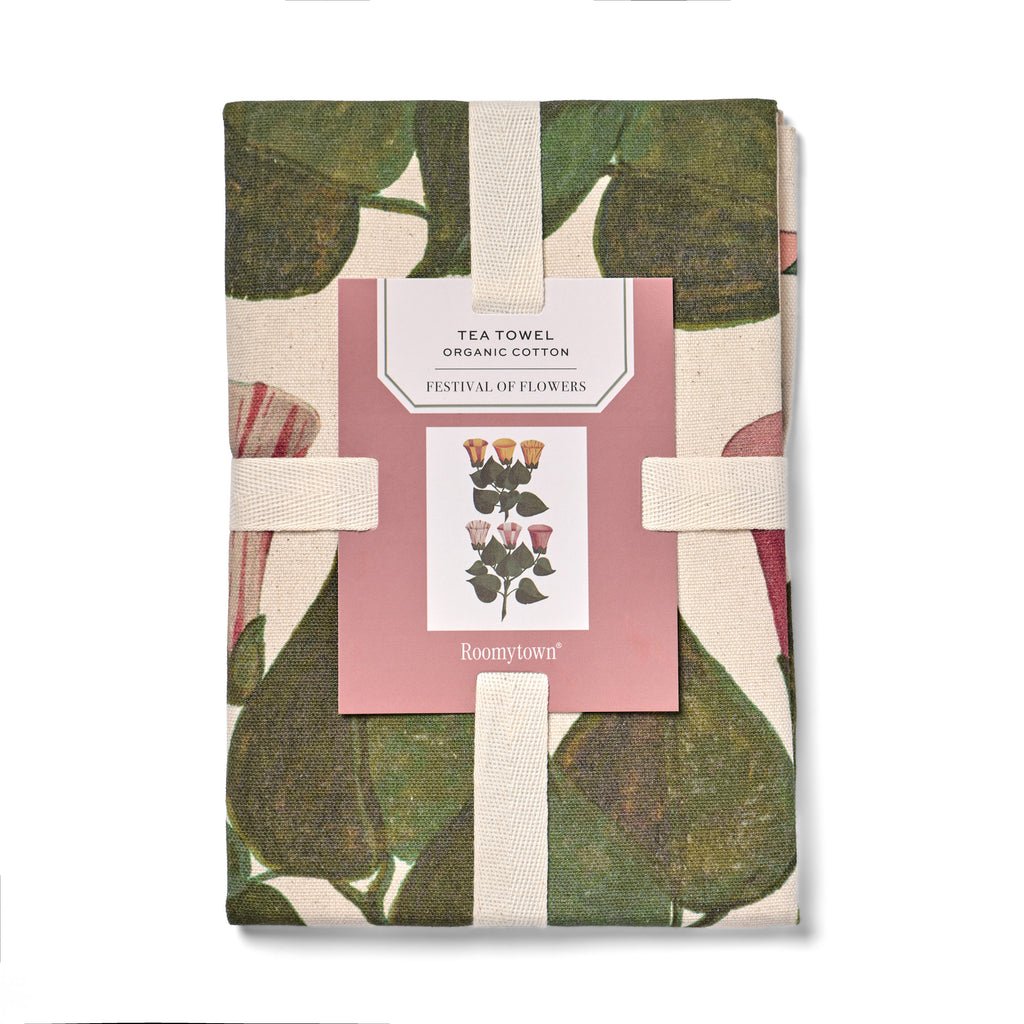 Organic Cotton Single Tea Towel - Festival of Flowers – Roomytown USA