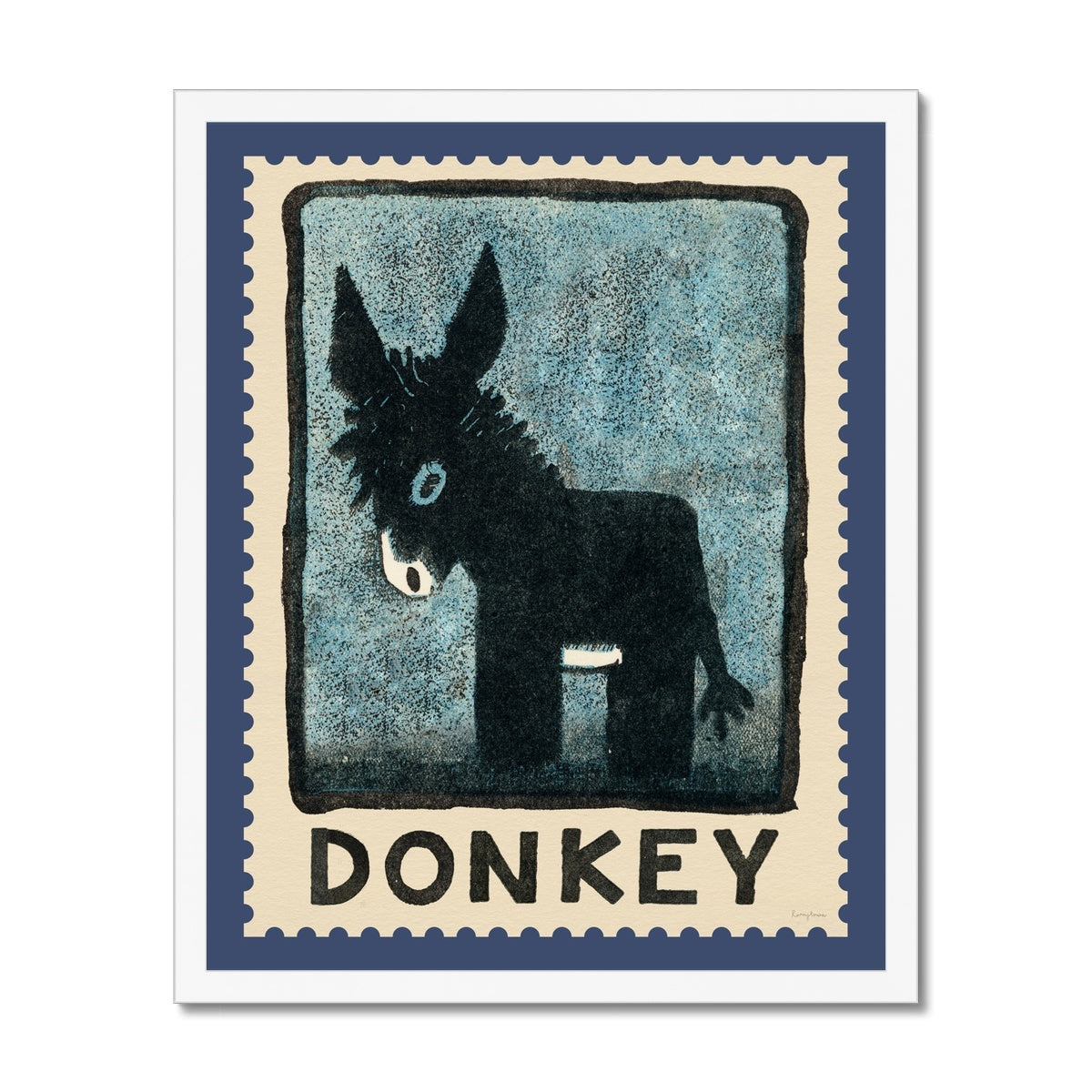 Donkey Vintage Postage Stamp Fine Art Print