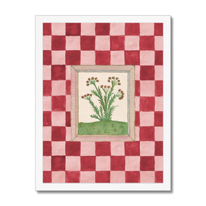 Book of Herbs Pink Check Framed Fine Art Print