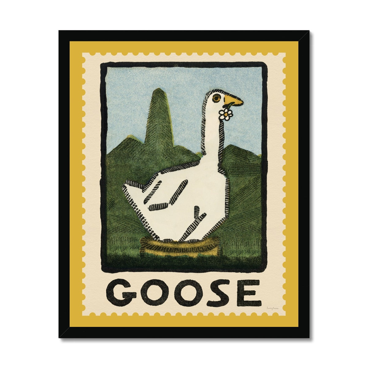 Goose Vintage Postage Stamp Framed Fine Art Print