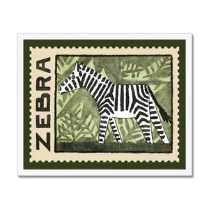 Zebra Vintage Postage Stamp Framed Fine Art Print