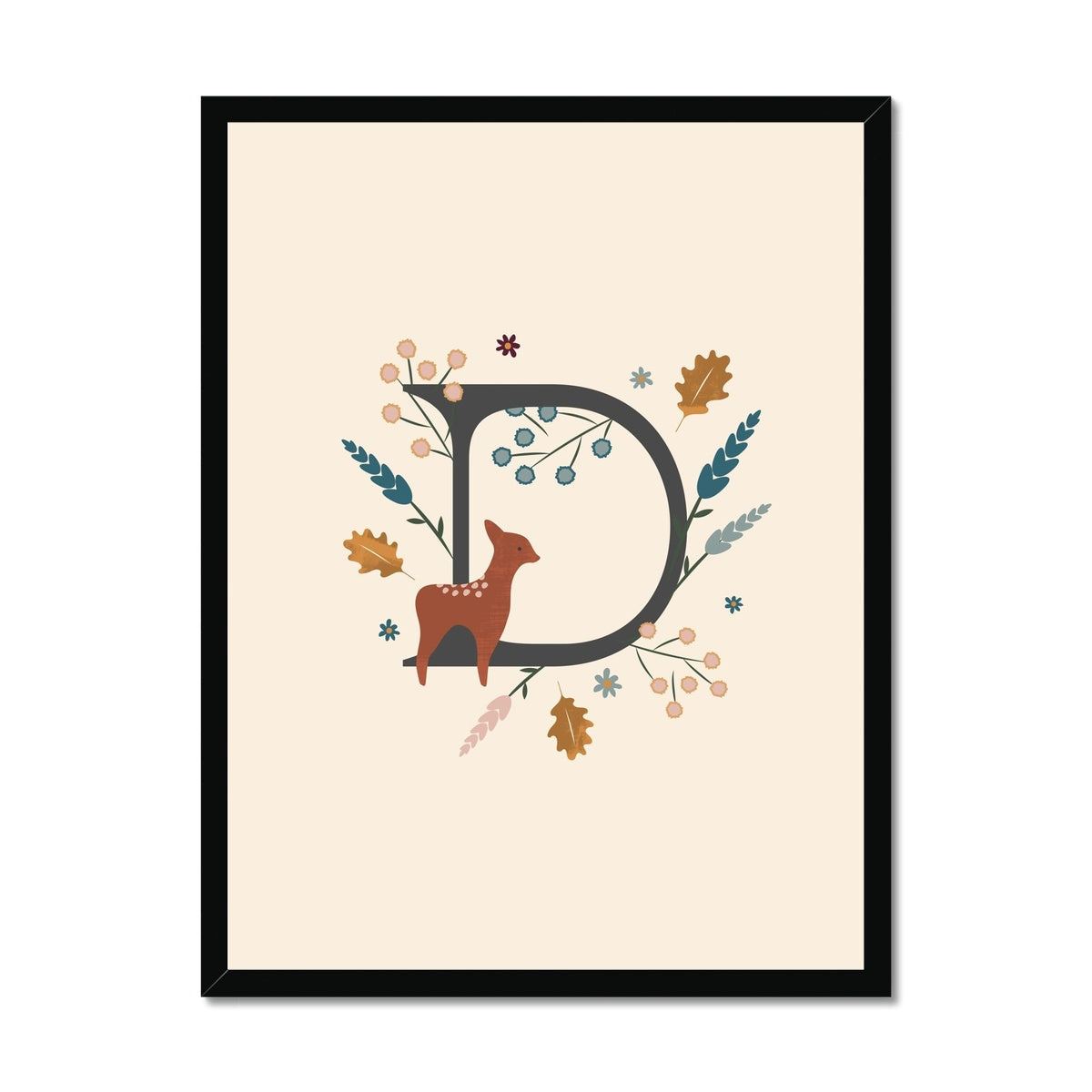 Initial Letter 'D' Woodlands Framed Fine Art Print