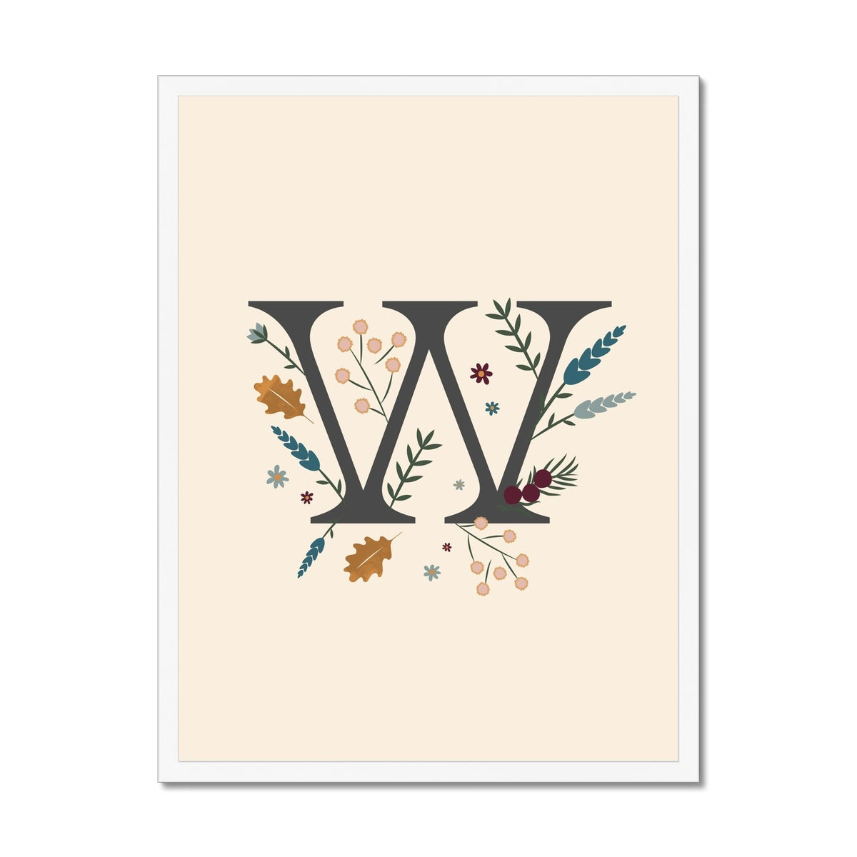 Initial Letter 'W' Woodlands Framed Fine Art Print