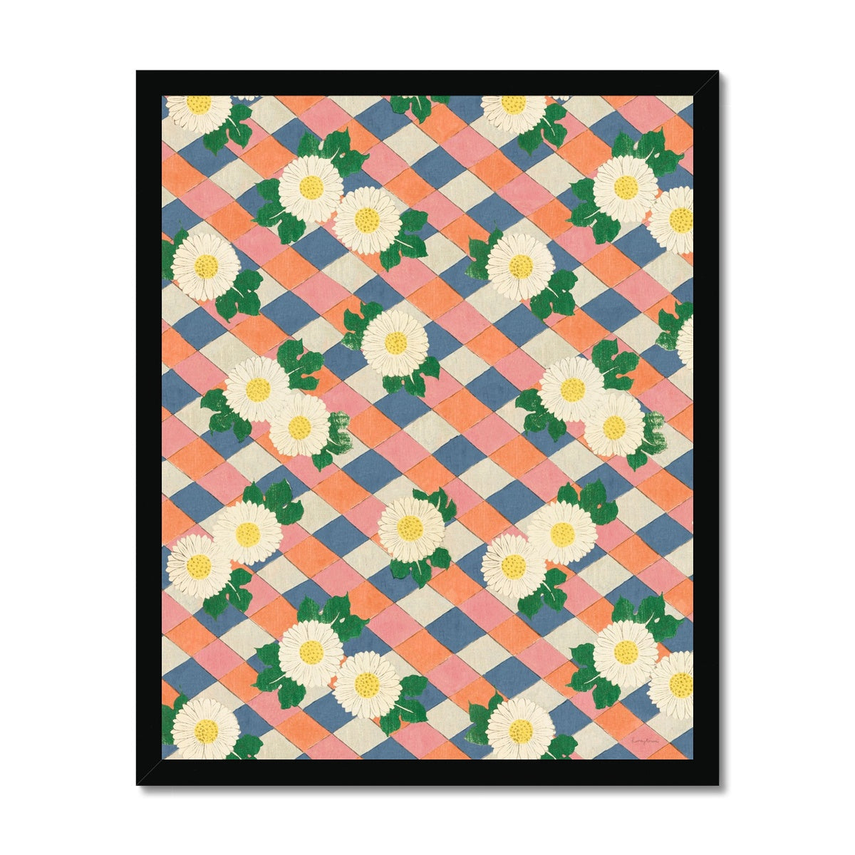 Kimono Pattern Argyle Framed Fine Art Print