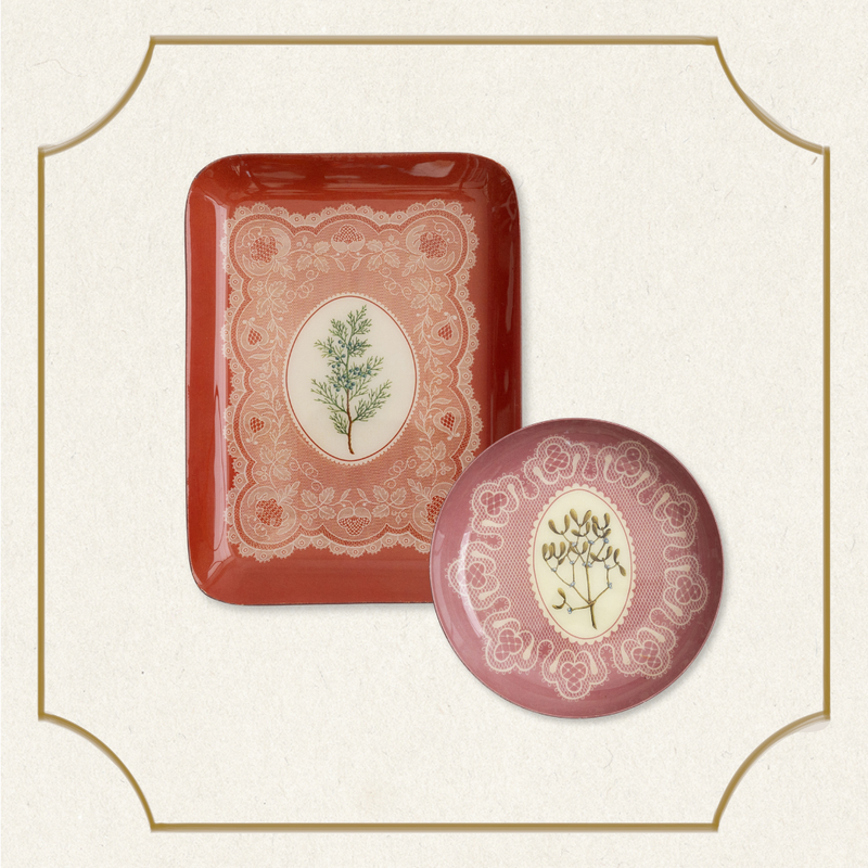 Juniper & Antique Lace Enamel Tray Gift Set