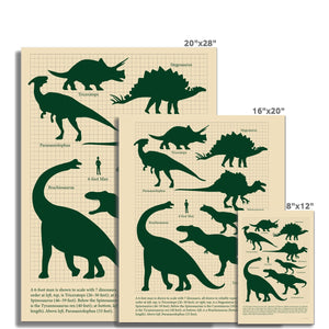 Vintage Green Dinosaurs Fine Art Print Fine Art Print