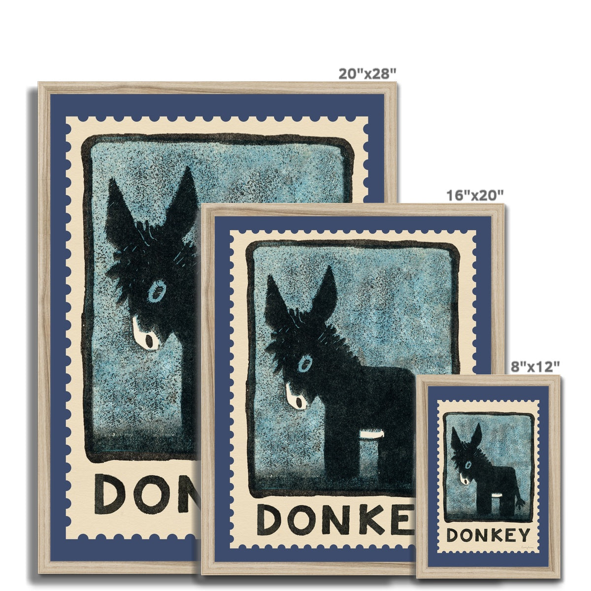 Donkey Vintage Postage Stamp Framed Fine Art Print