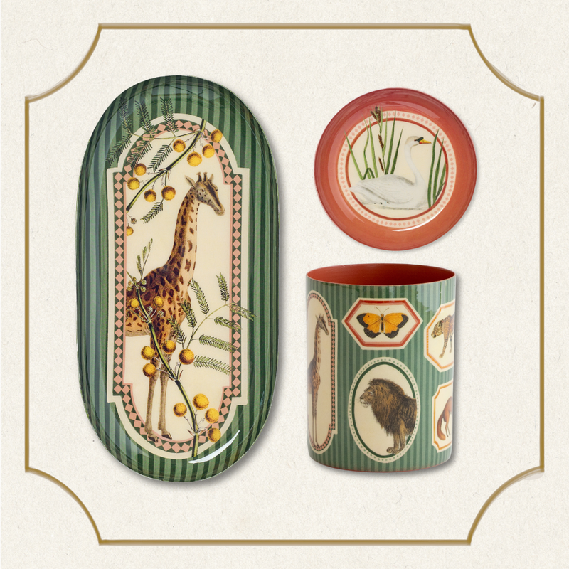 Animal Kingdom Enamel Tray & Everything Pot Gift Set