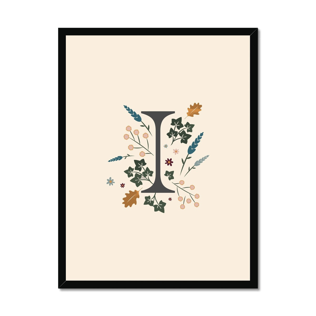 Initial Letter 'I' Woodlands Framed Fine Art Print