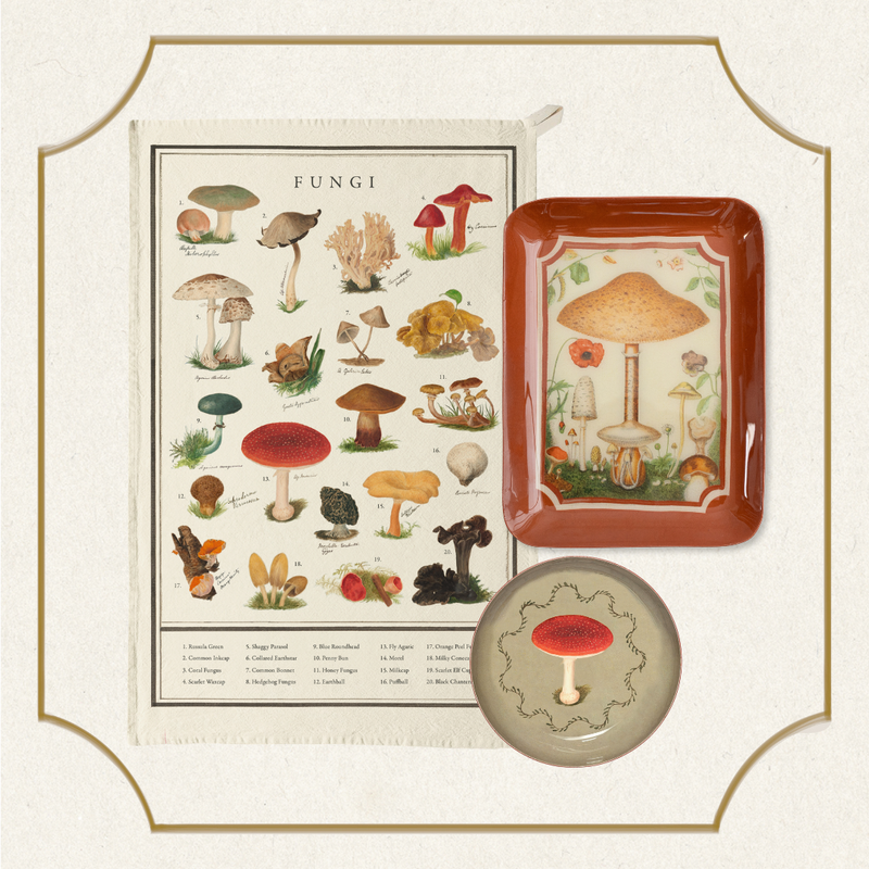 Fungi Enamel Tray & Tea Towel Gift Set