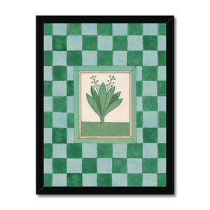 Book of Herbs Green Check Framed Fine Art Print