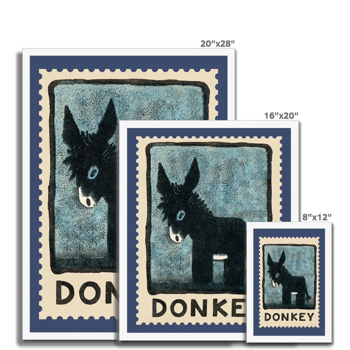 Donkey Vintage Postage Stamp Framed Fine Art Print