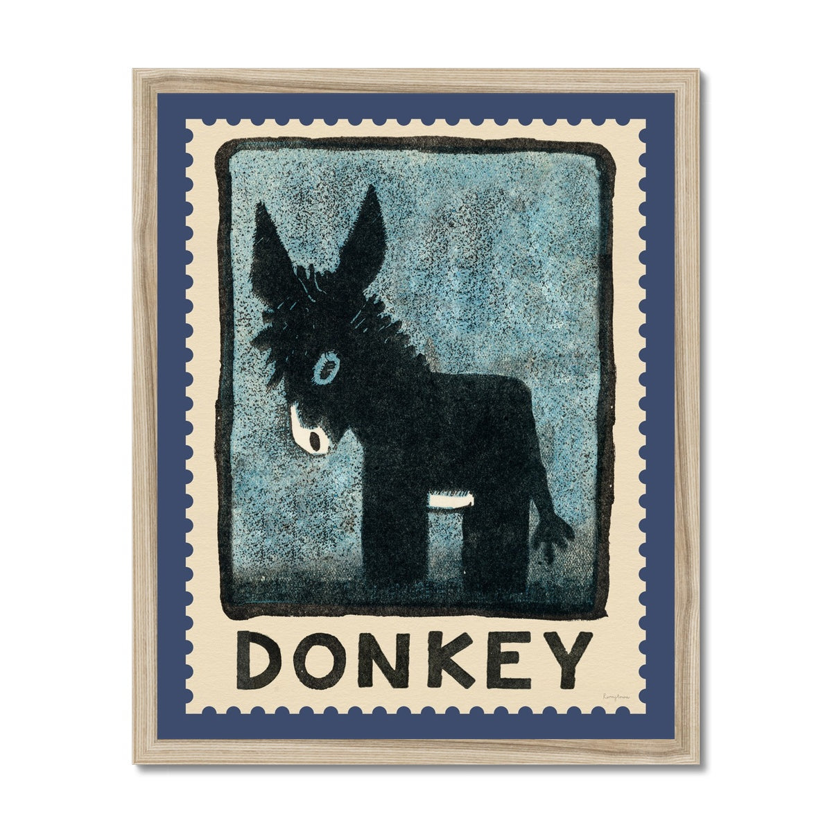 Donkey Vintage Postage Stamp Fine Art Print