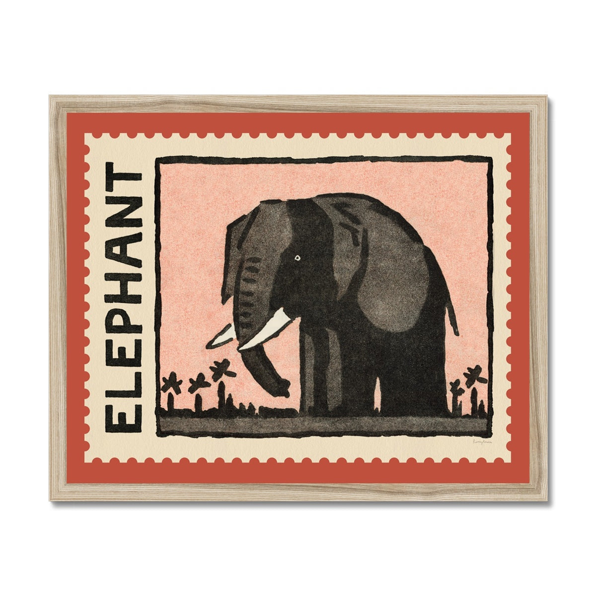 Elephant Vintage Postage Stamp Fine Art Print