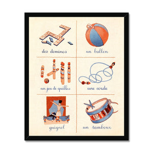 French First Words Toys & Games Framed Fine Art Print