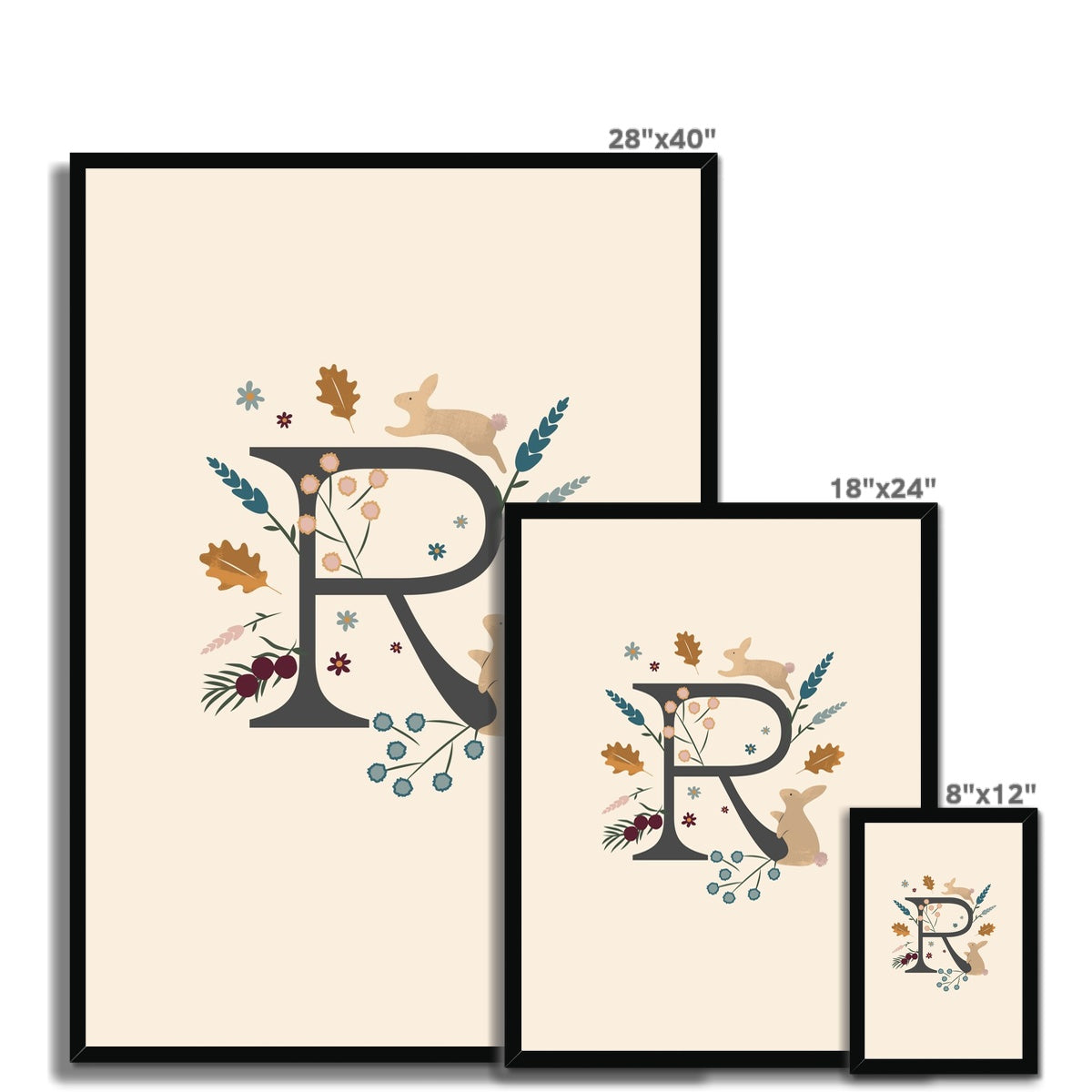 Initial Letter 'R' Woodlands Framed Fine Art Print