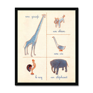 French First Words Animals Framed Fine Art Print