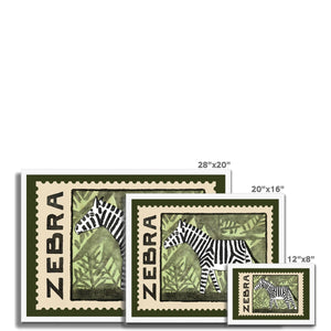 Zebra Vintage Postage Stamp Framed Fine Art Print