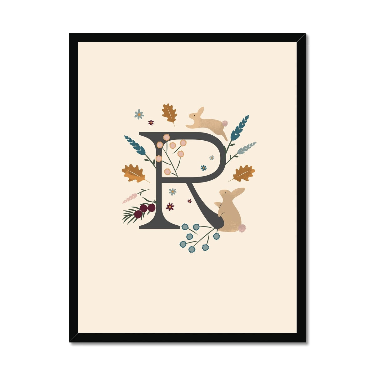 Initial Letter 'R' Woodlands Framed Fine Art Print