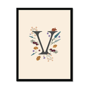 Initial Letter 'V' Woodlands Framed Fine Art Print