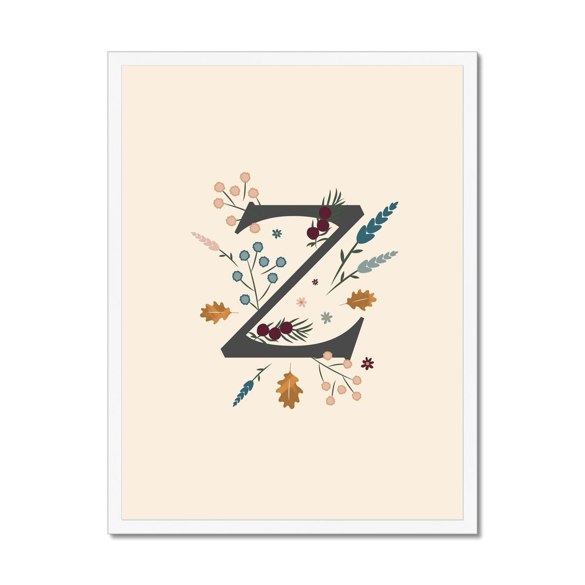 Initial Letter 'Z' Woodlands Framed Fine Art Print