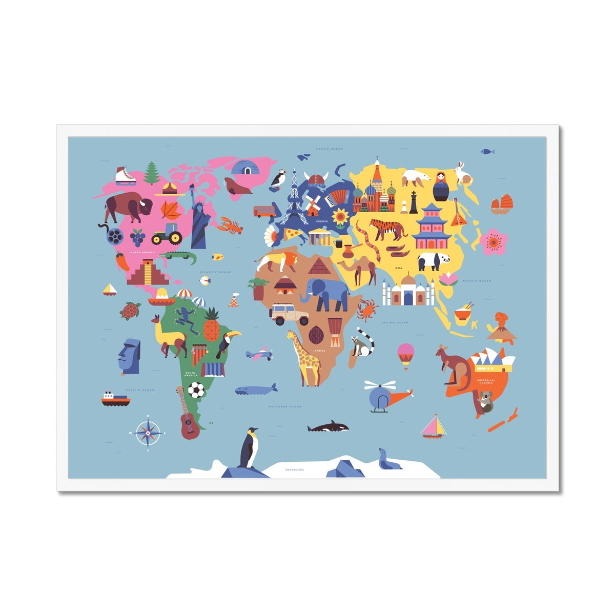 Map of the World Framed Fine Art Print | Sol Linero