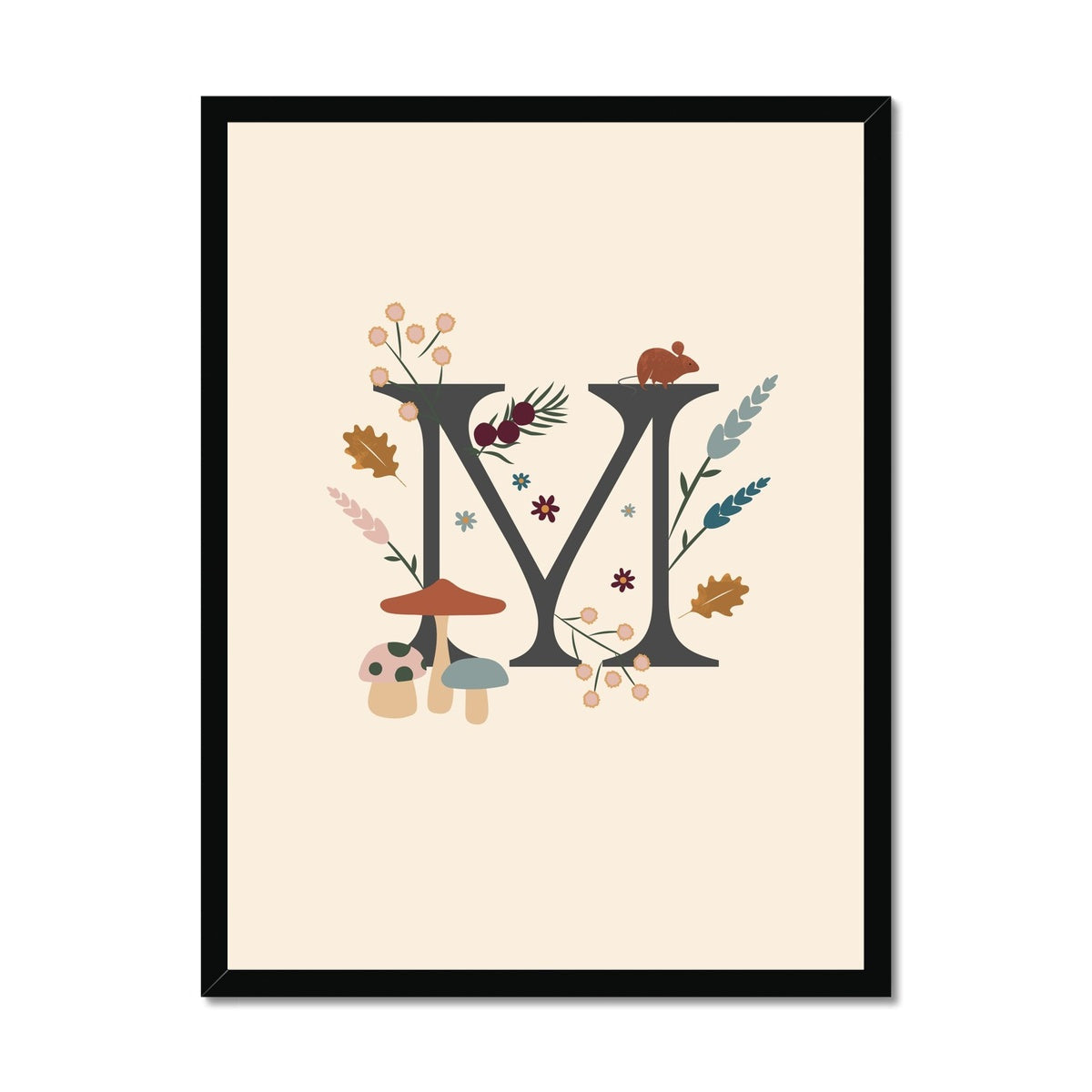 Initial Letter 'M' Woodlands Framed Fine Art Print