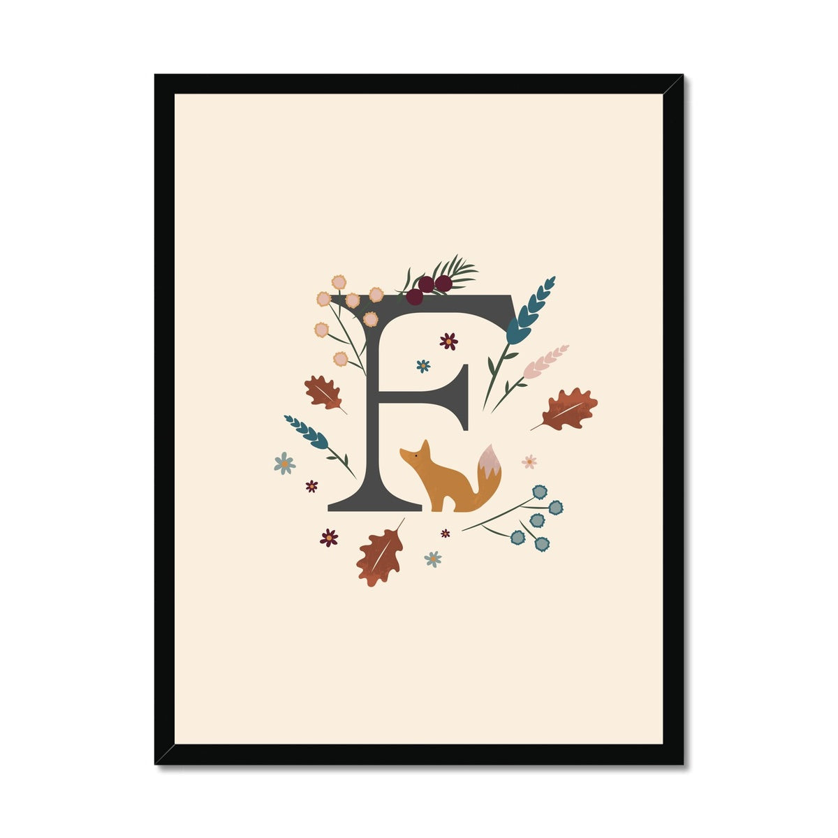 Initial Letter 'F' Woodlands Framed Fine Art Print