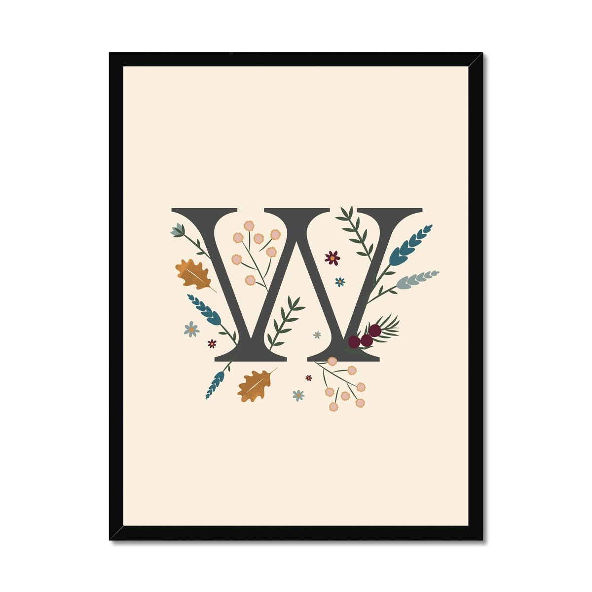 Initial Letter 'W' Woodlands Framed Fine Art Print