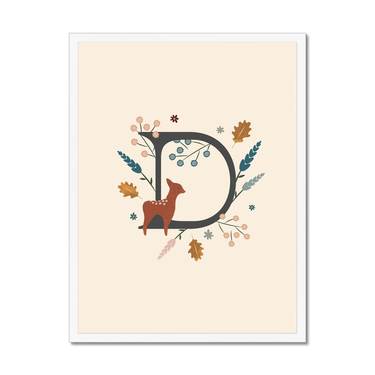 Initial Letter 'D' Woodlands Framed Fine Art Print