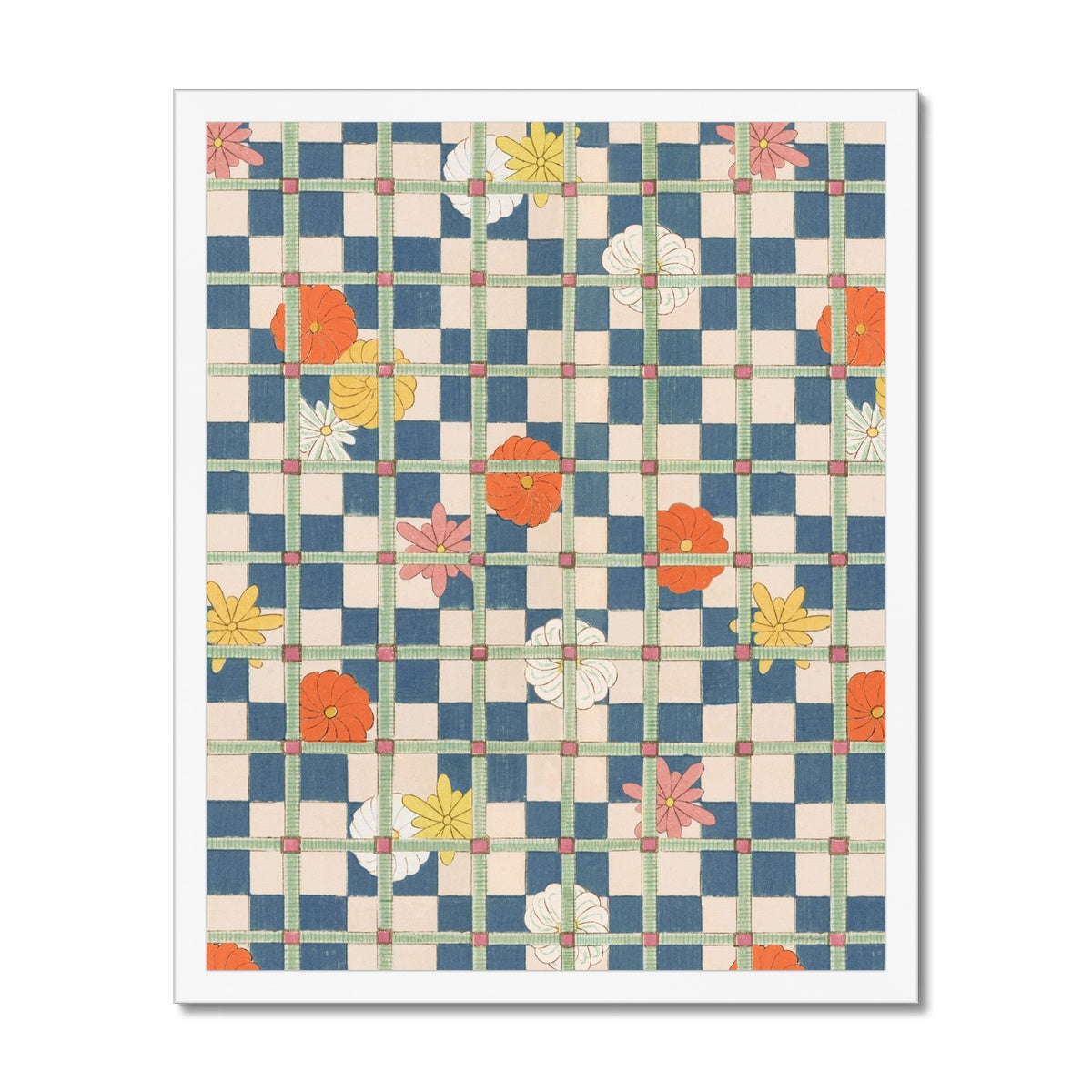 Kimono Pattern Checkerboard Framed Fine Art Print