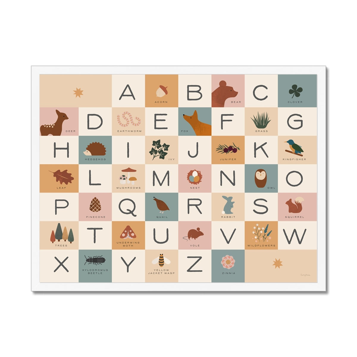 Woodland Alphabet Fine Art Print Framed Print