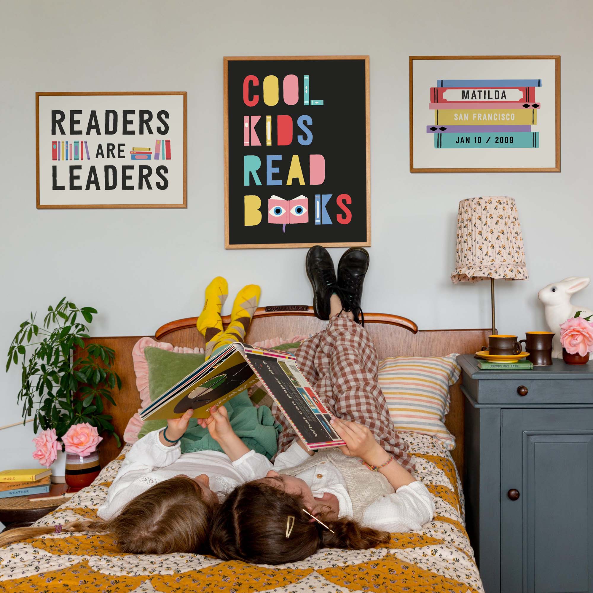 Cool Kids Read Books Framed Fine Art Print