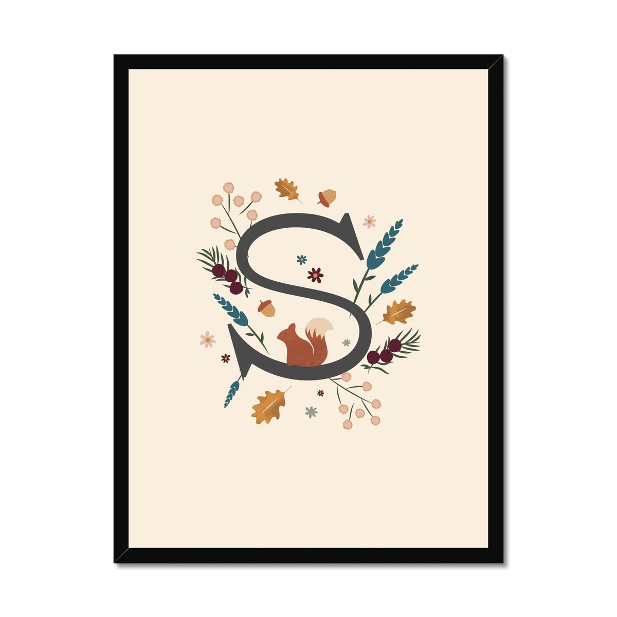 Initial Letter 'S' Woodlands Framed Fine Art Print