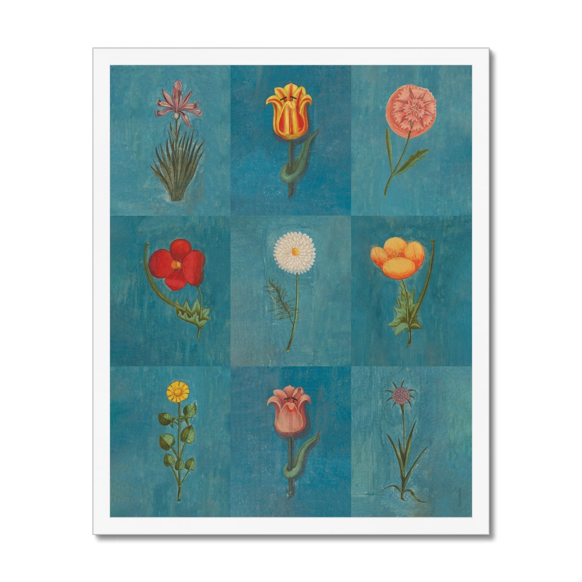 Blue Festival of Flowers Framed Fine Art Print