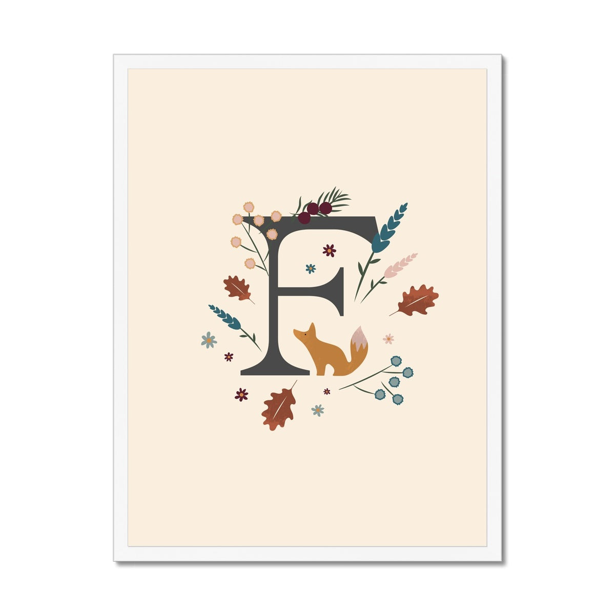 Initial Letter 'F' Woodlands Framed Fine Art Print