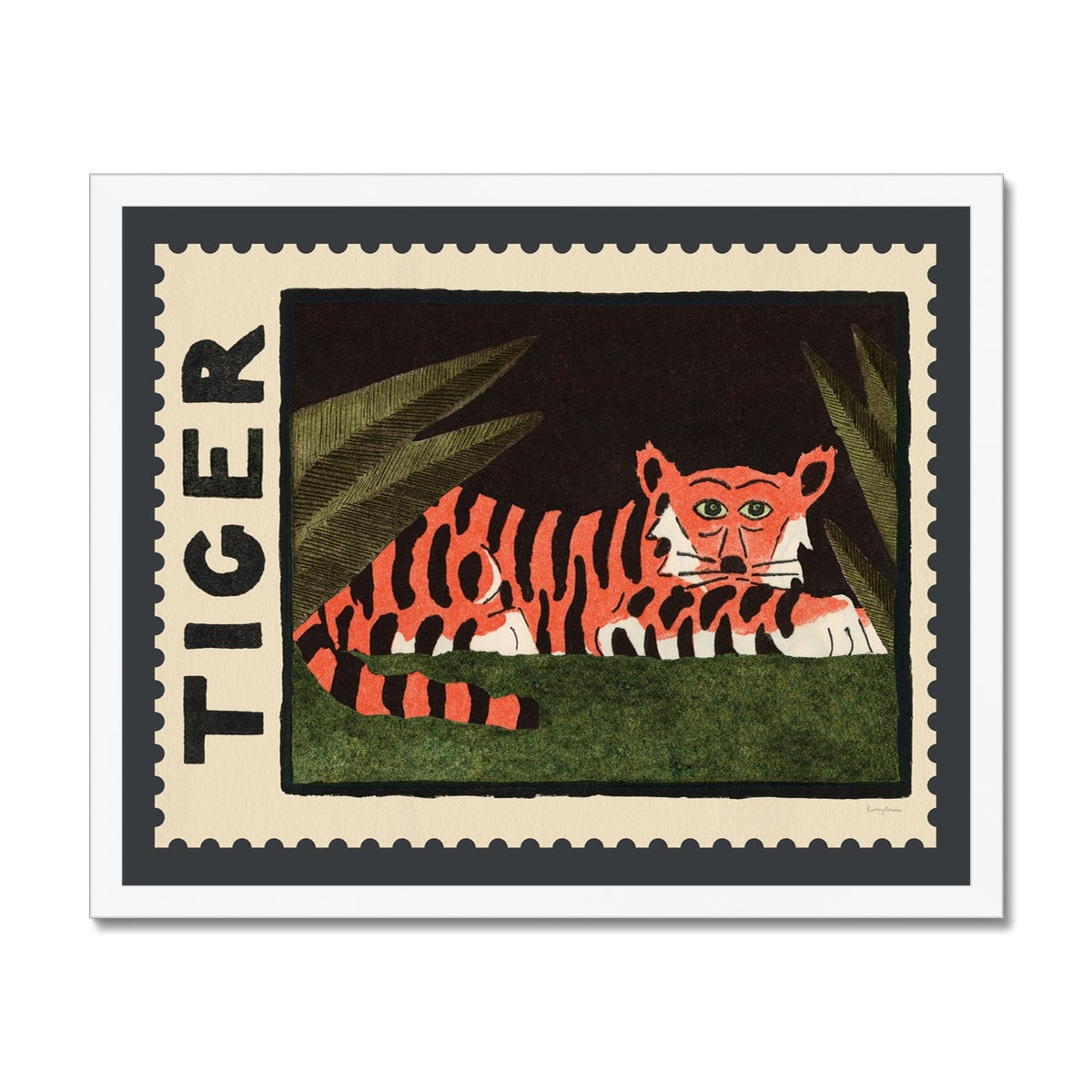 Tiger Vintage Postage Stamp Fine Art Print