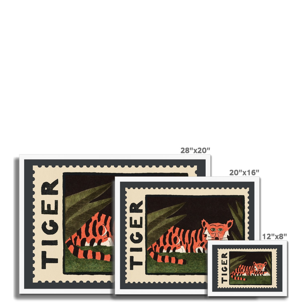 Tiger Vintage Postage Stamp Framed Fine Art Print