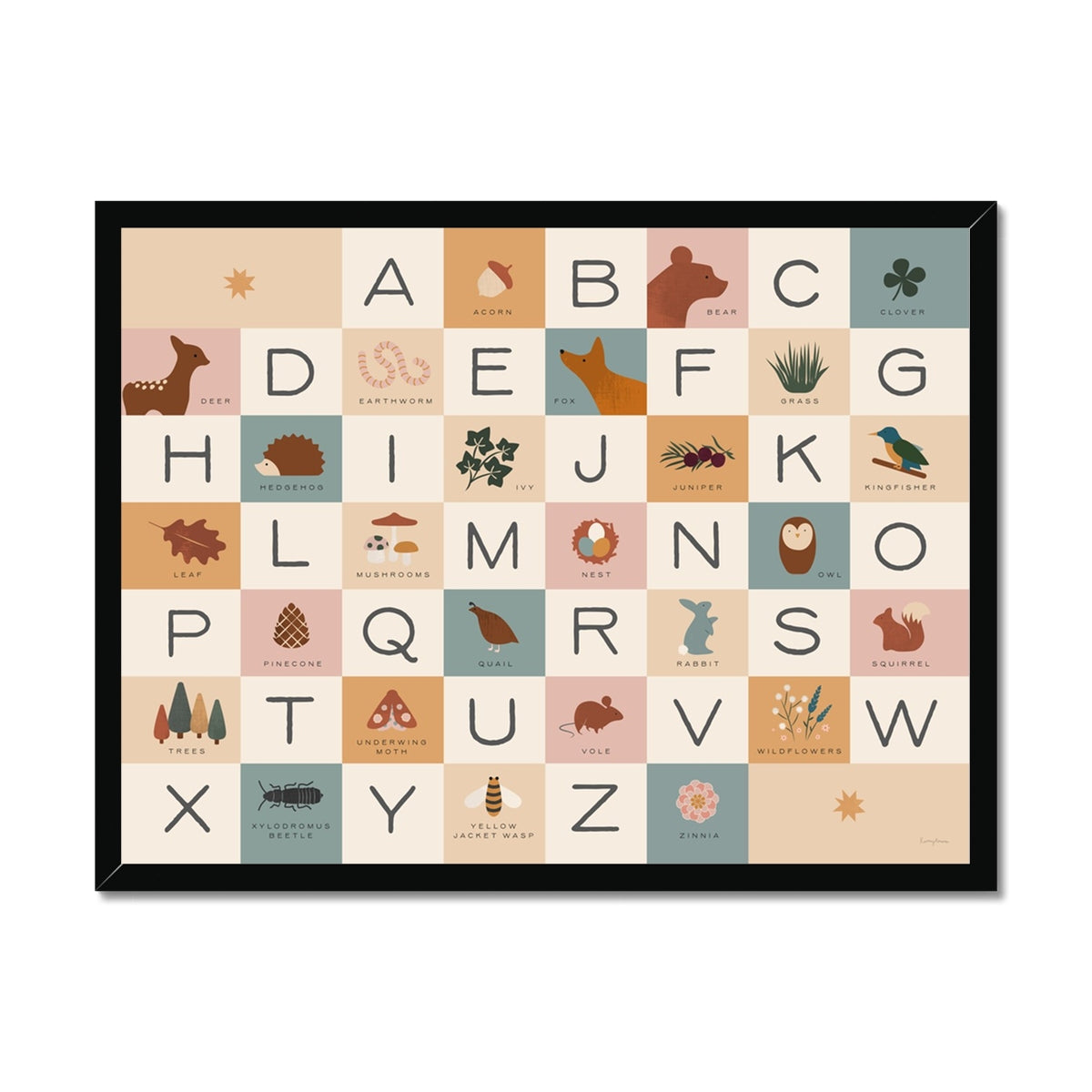 Woodland Alphabet Fine Art Print Framed Print