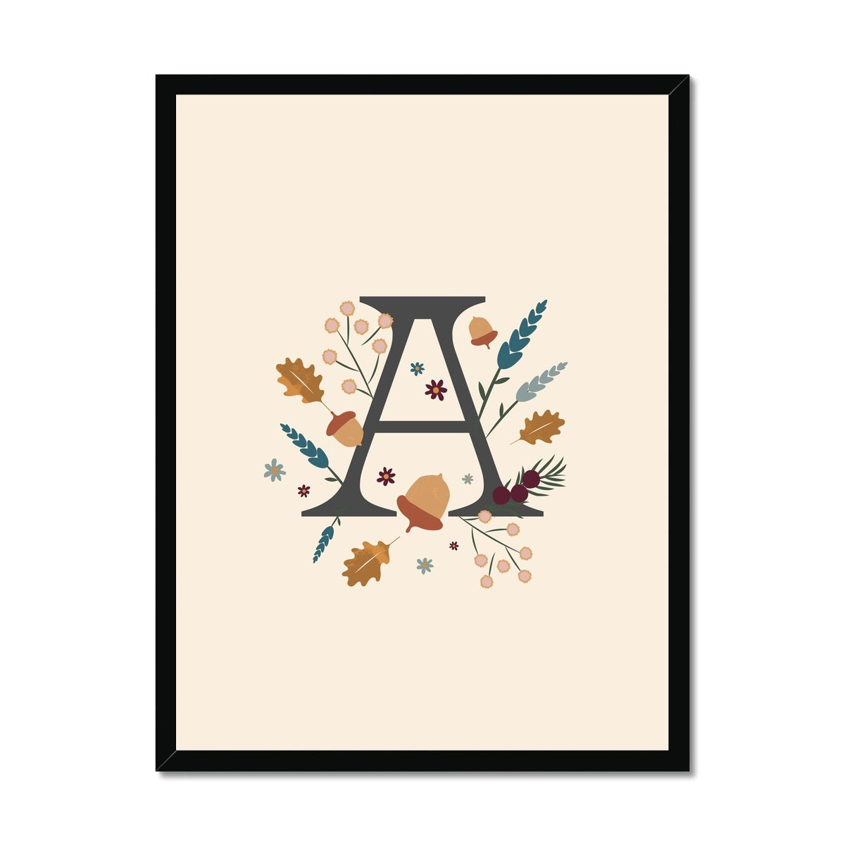 Initial Letter 'A' Woodlands Framed Fine Art Print