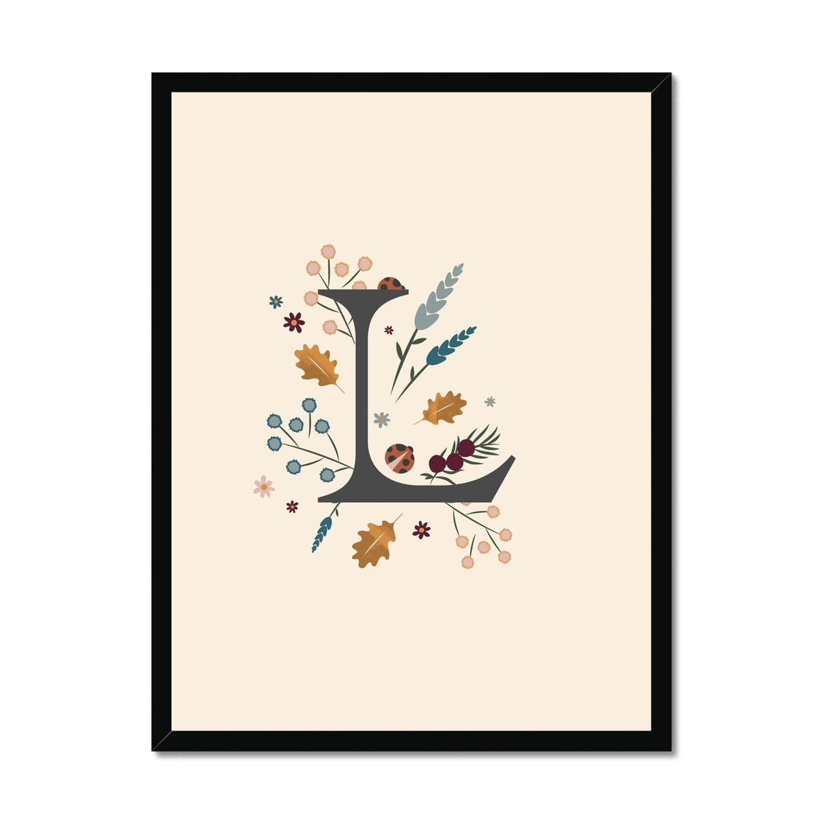 Initial Letter 'L' Woodlands Framed Fine Art Print