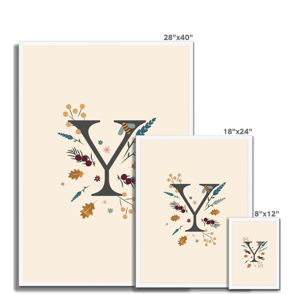 Initial Letter 'Y' Woodlands Framed Fine Art Print