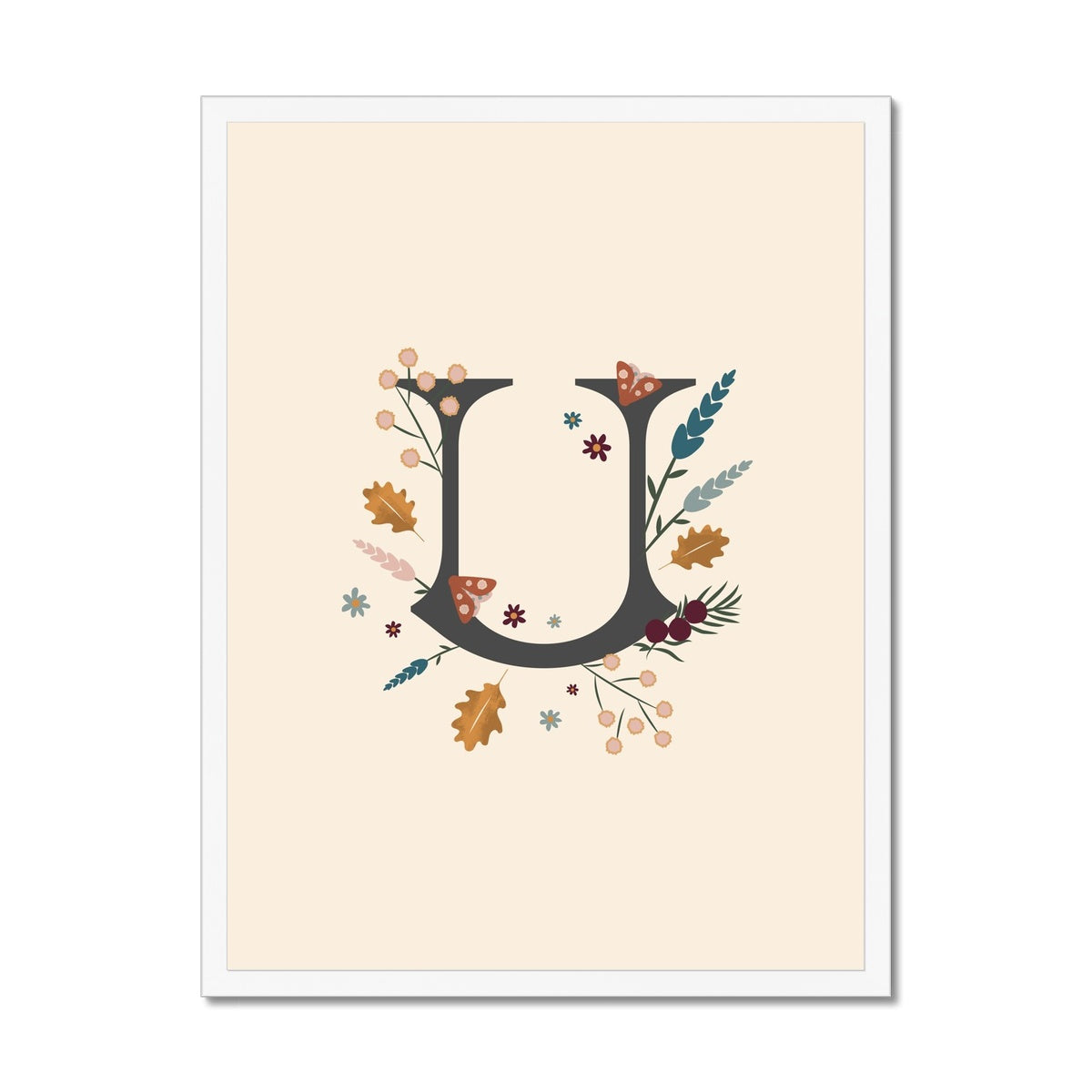 Initial Letter 'U' Woodlands Framed Fine Art Print