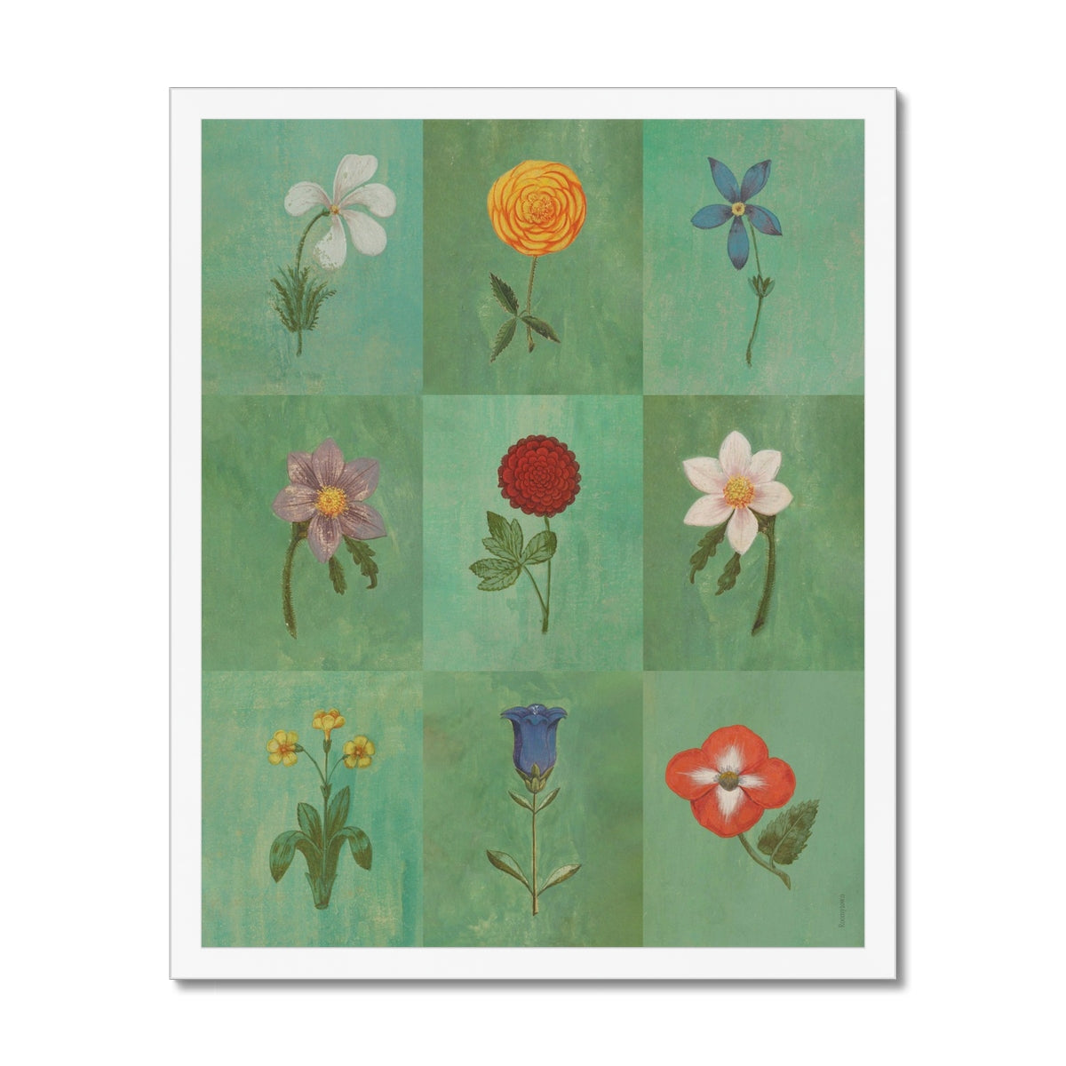 Green Festival of Flowers Framed Fine Art Print