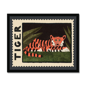 Tiger Vintage Postage Stamp Framed Fine Art Print