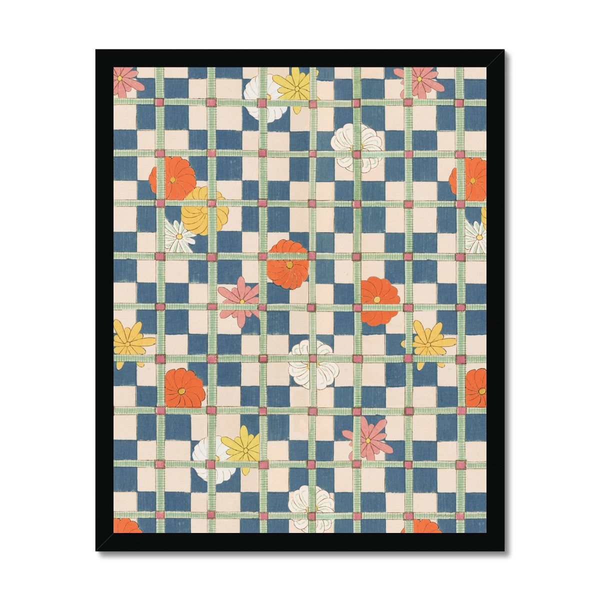 Kimono Pattern Checkerboard Framed Fine Art Print