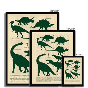 Vintage Green Dinosaurs Fine Art Print Framed Print