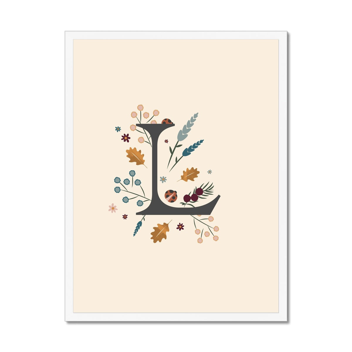 Initial Letter 'L' Woodlands Framed Fine Art Print