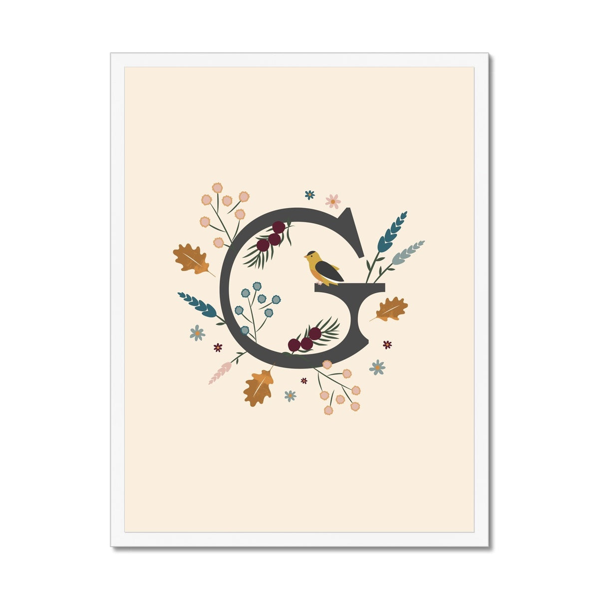 Initial Letter 'G' Woodlands Framed Fine Art Print