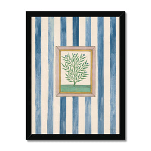 Book of Herbs Blue Stripe Framed Fine Art Print